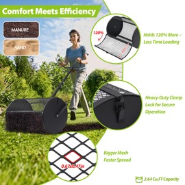 HOME RIGHT Compost & Peat Moss Spreader,47 Inch Heavy Duty Seed spreaders for lawns with Adjustable U-Shaped Handle, Large Capacity Steel spreaders for Lawn & Garden top Soil