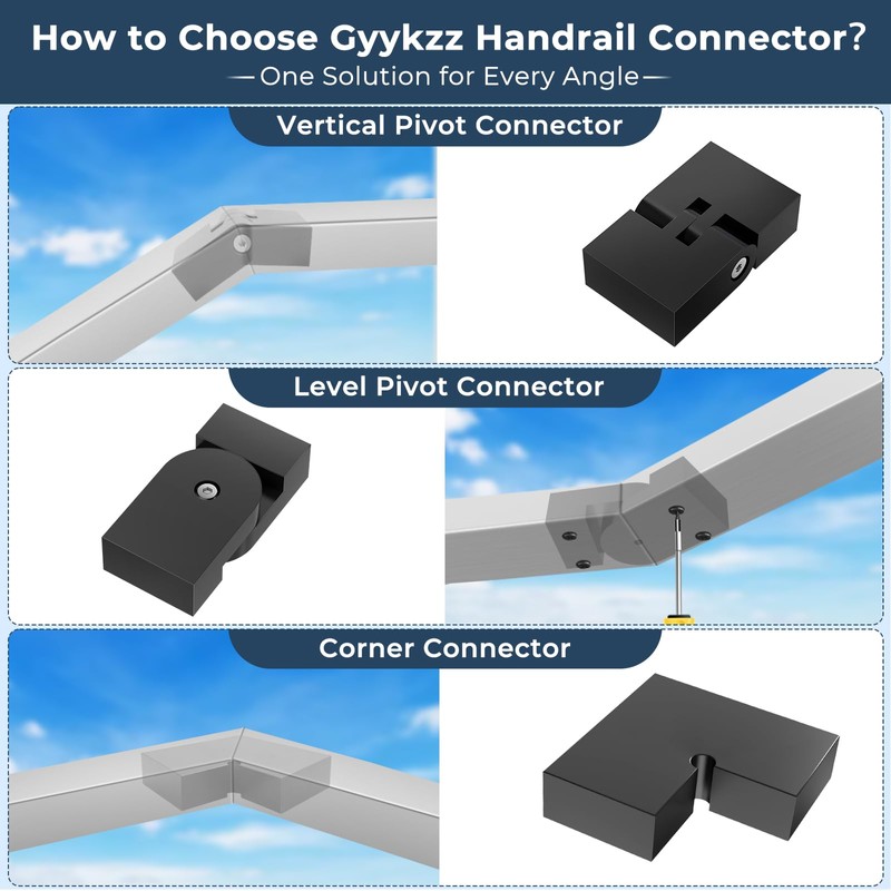 Gyykzz 1 Pack Black Vertical Pivot Connector for Stainless Steel