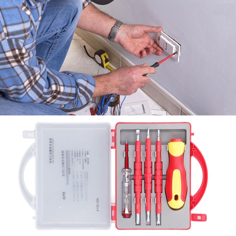 5Pcs Insulated Electrician Screwdriver Set 500V Professional Heavy Duty Cross