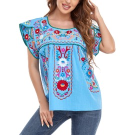 YZXDORWJ - Blusa de verano con bordado bohemio mexicano, bohemio, para mujer, 633bbl, Large