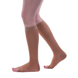 Allegro 8-15 mmHg Essential 78 Sheer Support Knee High Open Toe Compression Sock, Comfortable Support Garments