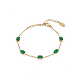 SNGIA Tennis Bracelets for Women, Green Emerald Zircon Tennis Bracelet, 18K Gold Plated, 6 Inch Rolo Chain, Lobster Claw Clasp