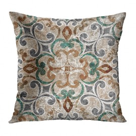 Emvency Set of 4 Throw Pillow Covers Vintage Abstract Boho Brown Green Teal and Grey Plant Leaf Floral Decorative Pillow Cases Home Decor Standard Square 18x18 Inches Pillowcases