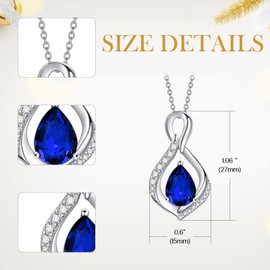 AENEAS Sapphire Necklace Sterling Silver September Birthstone Necklace Infinity Pendant Sapphire Jewellery Birthday Gifts for Women