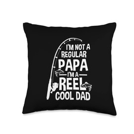 I'm not a regular Papa I'm a reel cool Dad Fishing Throw Pillow