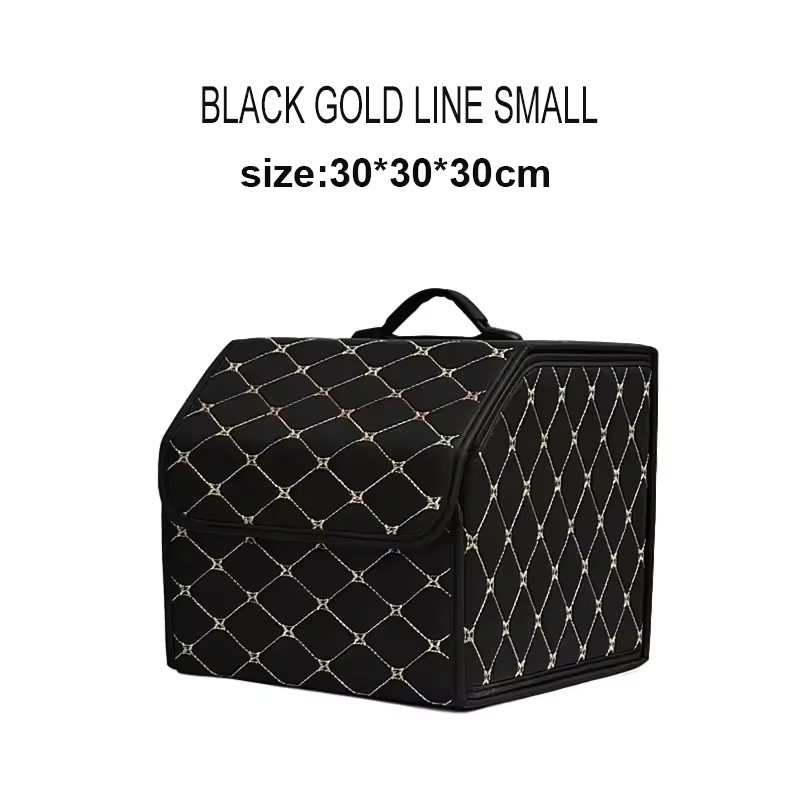 Foldable PU Leather Car Trunk Organizer with Lid, Large Capacity