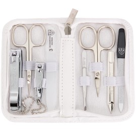 3 Swords Germany - brand quality 8 piece manicure pedicure grooming kit set for professional finger & toe nail care scissors clipper fashion leather case in gift box, Made by 3 Swords (002037)