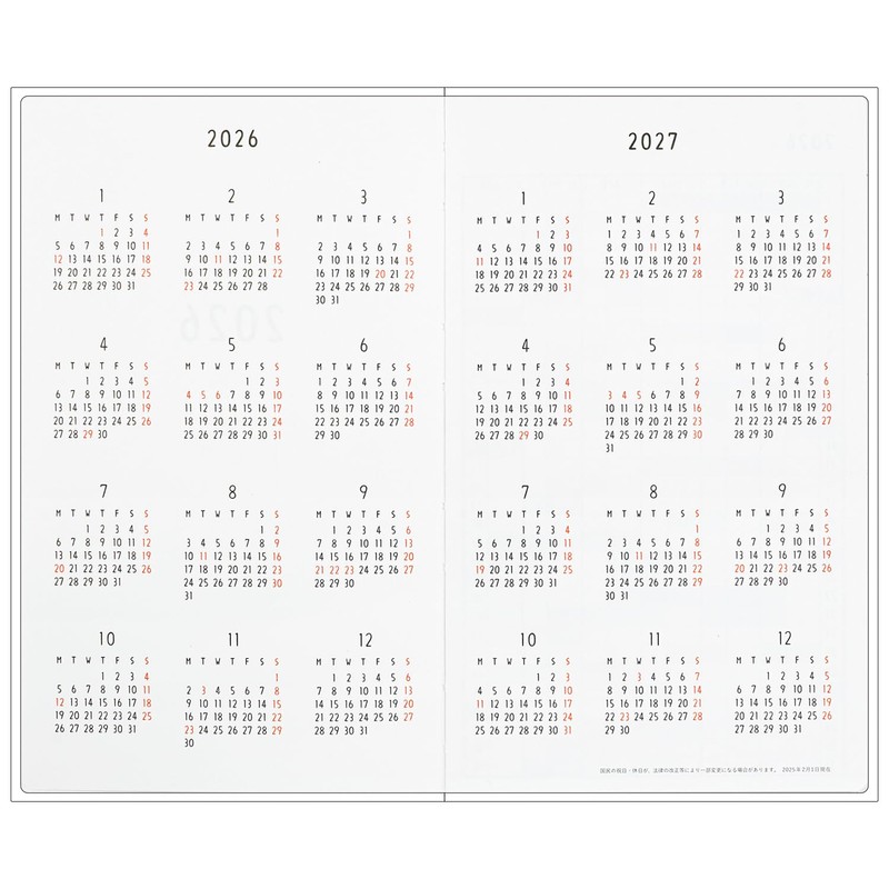 Greeting Life Noritake Planner 2026 B6 Slim Monthly Hardcover White