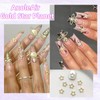 180 Pcs Metal Golden Star Planet Bow Nail Charms, Gold