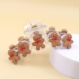 Christmas Hair Clips Gingerbread Man Hair Clips Claw Transparent Non-slip Acrylic Hair Accessories Cute Gingerbread Hair Barrette Clips Winter Holiday Strong Hold Hair Clip for Women and Girls