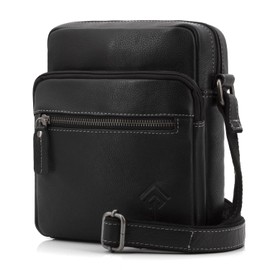 JOREY Vintage Leather Shoulder Bag for Men - Genuine Leather Shoulder Bag, black