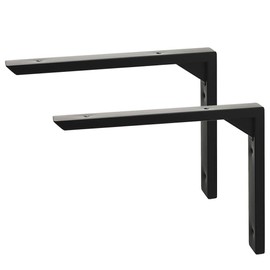 Mooche 2PCS Heavy Duty Shelf Brackets 8 inch, Black Wall Brackets for Shelves, Stainless Steel Triangle Shelf Support with Screws for Living Room Bedroom Garage