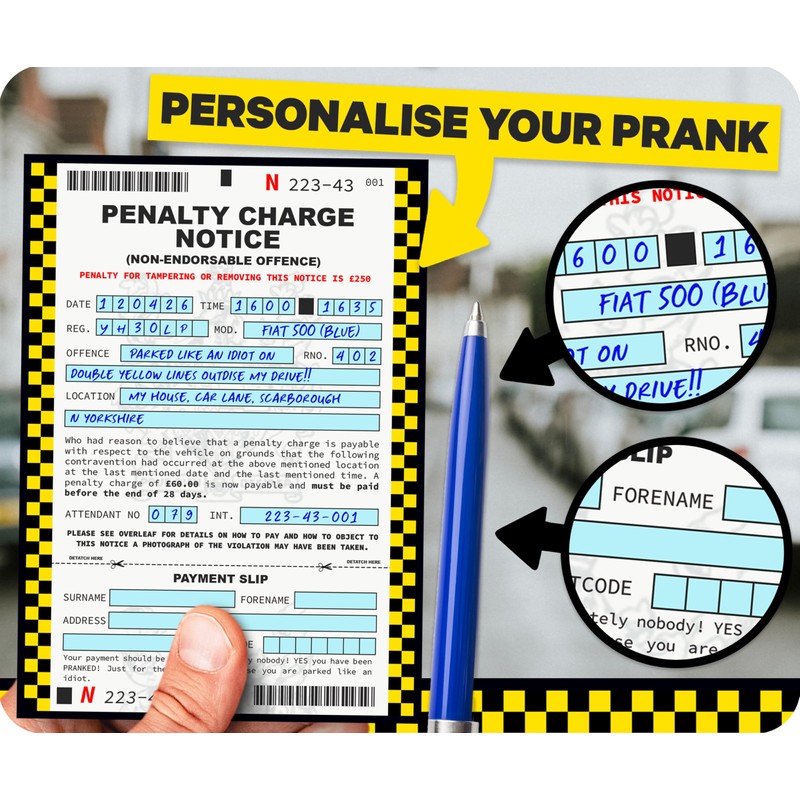 Tigoli Funny Fake Penalty Charge Notice Prank Set – Hilarious