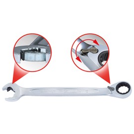 KS Tools 5035927 DUO GEARplus Combination Spanner, Open-Ratchet Function, 27 mm, Switchable