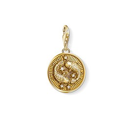 Thomas Sabo Men Women Charm Pendant Zodiac Sign Pisces Charm Club 925 Sterling silver 18k yellow gold plating 1651-414-39