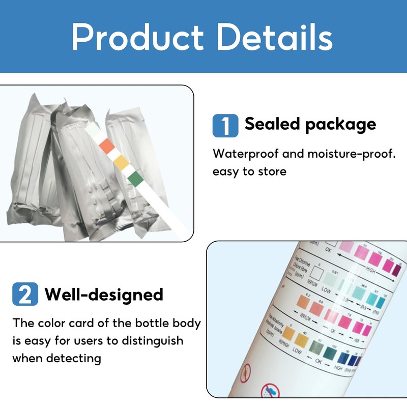 Pack of 50 Pool Test Strips, PH Strips, Acid Bases