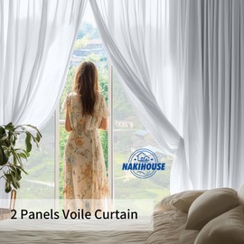 NAKIHOUSE Voile Curtain, 2 Panels Net Curtains for Windows 63 Drop, Elegant Slot Top Sheer Curtains, Light Filtering Silver Grey Voile Curtains for Living Room, Breathable & Graceful Window Drapes