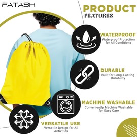 FATASH Large Waterproof Drawstring Sports Bag | Multi-Purpose Gym & Swim Trainer Sack PE Bags For School, Travel | Versatile Durable Swimming Beach Organizer Backpack For Men, Women & Kids Yellow