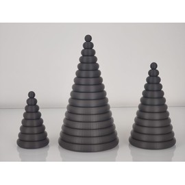AcubycArt Decorative fir (set of 3) - for living area - modern design - plastic (grey)