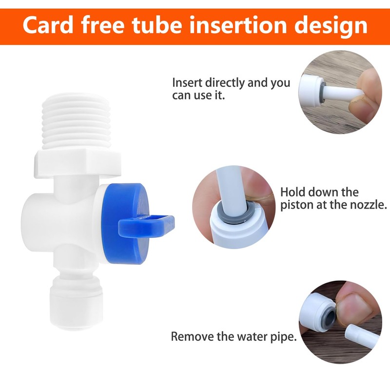 Ctyjia 1 Pcs RO Water Filter Fitting, Shut-Off Ball Valve,