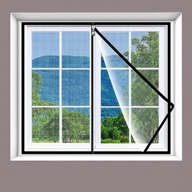 Easy-Install Zipper Window Screen 120x150cm - Mosquito & Bug Barrier 120x150cm