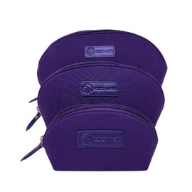 Sarah Wells PackSWell Neoprene Organizer Bag Set – 3 Nesting, Washable Pouches for Makeup, Pump Parts, Diaper & Pump Bag, Travel, Tote & Gym – Storage for Snacks, Tech Cords, Toiletries (Purple)