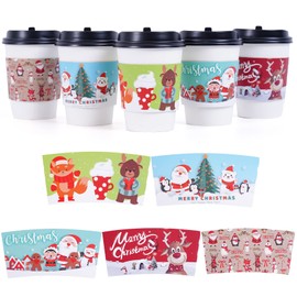 Smarimple Christmas Coffee Cup Sleeves 120 Count Hot Chocolate Cocoa Paper Cup Sleeves, Double-Layer Protective Heat Cold Drinks Insulated for Tea Cold Beverage Fits 12 oz to 20 oz Cups