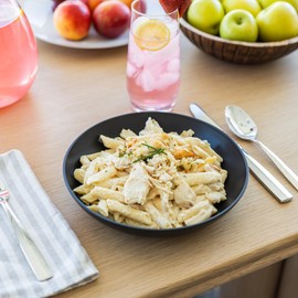 Grow Forward Premium Wheat Straw Pasta Bowls - 42oz Unbreakable Wide & Shallow Dinner Plate Bowls Set of 6 - Microwave Safe Reusable Plastic Pasta Bowls for Kids, Adults, Salad, Camping, RV - Midnight