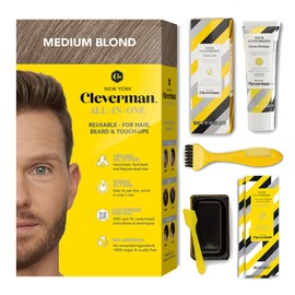 Cleverman Medium Blond All-in-One Reusable Kit for Men's Natural-Looking Gray Coverage - Professional-Quality Hair, Beard & Mustache Color, Ammonia-Free