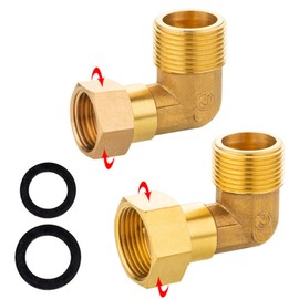 FORMVERSITY Angle Fitting 3/4 Inch Angle 90 Degree and Angle Fitting 1/2 Inch Angle Fitting 90 Degree Brass Movable Screw Connection for Drinking Water Central Heating Systems Pack of 2