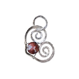 South African Bloodstone Celtic Heart Hand Hammered Pendant in -Bronze/Copper/Steel/Sterling Silver/14k Gold/14k Rose Gold/Black Niobium -Wire Wrapped Jewelry Birthstone March - Aries Zodiac