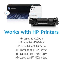 HP 134A Black Toner Cartridge Printers | Works with LaserJet M209 Series; LaserJet MFP M234 Series | W1340A