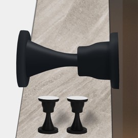 Rubber Door Stopper Self Adhesive,No Magnetic Door Stop,Wall Protector Door Holder,No Need to Drill Door Catch (2, Black)