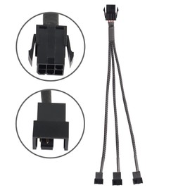 GRLRHONR 6 Pin PCI-E to 6 x 3Pin 4Pin PC Case Fan Sleeved Adapter Cable, 3/4Pin to 6 Pin Male Computer Cooler Cooling Fan Splitter Y Power Cable (Black 6 PIN to 3 x 3pin/4Pin)