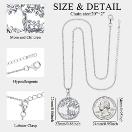 Aniu Tree of Life Necklace for Women Sterling Silver Family Tree Pendant Birthday Mothers Day Gift for Mom Grandma Wife Mom and Daughter Son Pendant