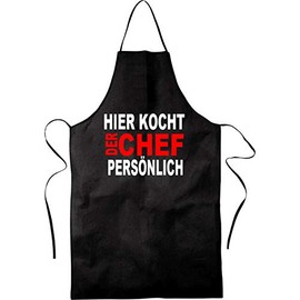 Blickfang HERE KOCHT DER CHEF PERSÖNlich (Text) | Grill, BBQ | Chef, Chef | Cooking Apron, Bib Apron, Kitchen Apron, Barbecue Apron, Party Apron, Gift, Birthday, Apron | Black, Red (Red) - black