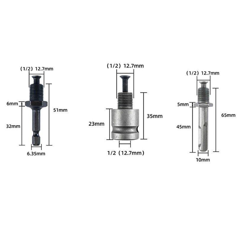 Durlo 3Pcs 1/2-20UNF Drill Chuck Converter Adapter, 1/2" Square Female