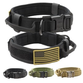 Ridge Ramblers Tactical Dog Collar with Handle and Metal Buckle -1.5 inch Wide Heavy Duty Collar with Control Handle for Medium to X-Large Training, Service and Military Dogs