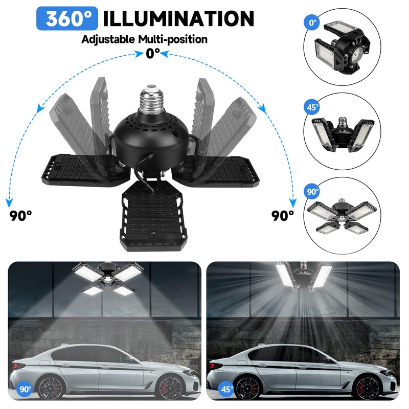 Aoretic LED Garage Lights 4 Pack -120W, 12000LM 6500K Led