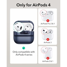 ESR for AirPods 4 Case (HaloLock), Compatible with AirPods 4th Generation Case (2024) (USB-C), MagSafe Compatible, Magnetic Lid Lock, Drop-Proof Protection Cover with Lanyard, Pulse Series, Blue