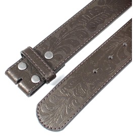 BC Belts Leather Belt Strap with Embossed Western Scrollwork 1.5" Wide with Snaps, Dark Brown, Medium (30-32)