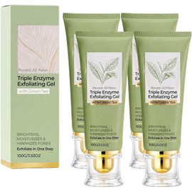 4PC Exfoliante Facial en Gel de Té Verde Elimina células muertas, Limpia poros, Textura ligera, Fácil aplicación, Uso facial diario