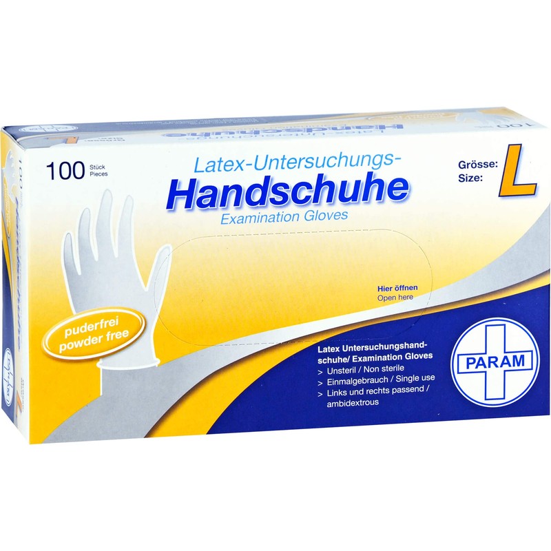Param HANDSCHUHE Einmal Latex puderfrei L 100 St
