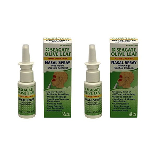 Seagate Products Homeopathic Olive Leaf Nasal Spray 1 oz Bottle, 2 Pack, 1 Fl Oz (Pack of 2)