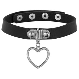 ALLY-MAGIC Heart Leather Choker, Adjustable Love Heart Punk PU Necklace Goth Choker, Black Vintage Gothic Punk Choker Fancy Dress Rock Necklace For Women Men Accessory Y9AXDZXQ (Black)
