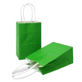 AZOWA Gift Bags Mini Small Kraft Paper Bags with Handles (4 x 2.4 x 6 in, Green, 12 Pcs)