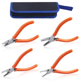 SPEEDWOX 4PCS 4.5Inch Transverse End Cutter 3 5 7mm Flush Jaw 38 Degree Angled Cutter SMT SMD Chip Cutters End Cutting Pliers Side Cutting Pliers Flush Cutting Pliers with Storage Bag for Tight Areas