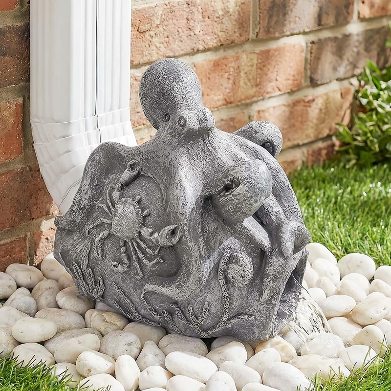 Euiroet Funny Octopus Sculpture Gutter Downspout Extender,Garden Statue Ornament,Decor Downspout