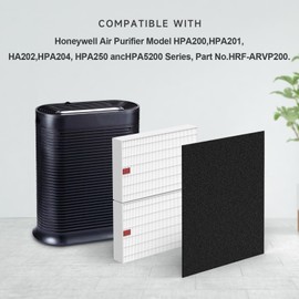 HPA200 HEPA Filter Replacement Compatible with Honeywell HPA200 HRF-ARVP200 Series Air Purifier HPA200, HPA201, HA202, HPA204, HPA250, HPA5200, 2 HEPA R + 4 Activated Carbon Pre-Filters A