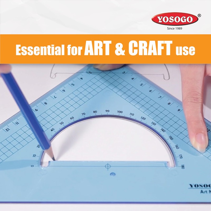 Pack of 2 Large Transparent Triangle Ruler Set Square: 12